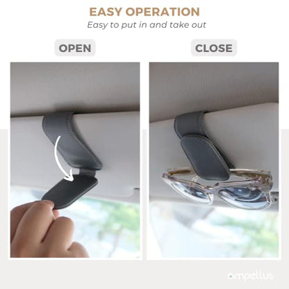 Magnetic Leather Car Sunglass Holder, Visor Sunglasses Holder Clip, 1 Pack - color: Black