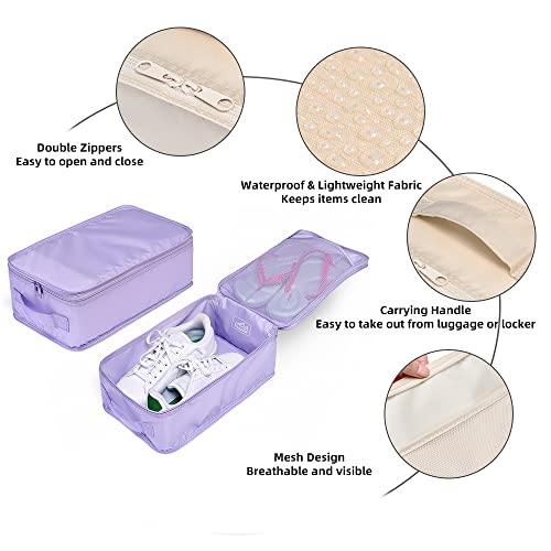 Travel Shoe Bags, Foldable Waterproof Shoe Pouches Organizer-Double Layer (6 Purple Shoe Bags) - color: Purple, size: 6 Packs