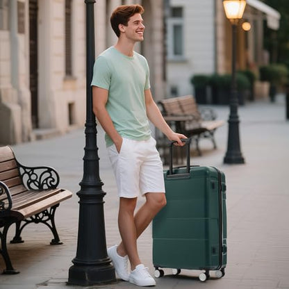 Merax Hardshell Luggage Set,3-Piece Travel Suitcases with Lock.Green - color: Dark Green, size: 3 Piece(20/24/28)
