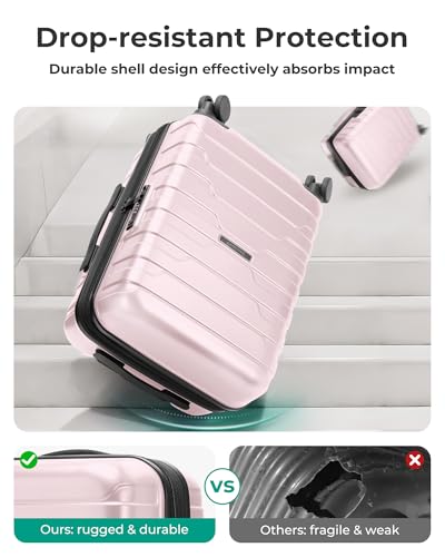 BAGSMART Carry-On Luggage 20" Expandable Spinner 22x14x9,Pink - color: Pink