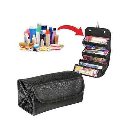 Foldable Hanging Cosmetic Organizer Bag with Multiple Pockets-Travel Toiletry Storage for Makeup, Jewelry, Accessories(Portable & Compact)