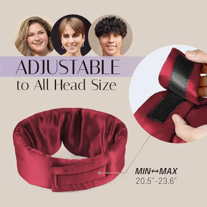 OLESILK 100% Mulberry Silk Sleep Mask, Large Size, Pressureless, Blackout - color: Burgundy