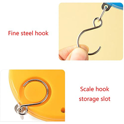 10kg Portable Mechanical Scale Hanging/Fish/Luggages/Kitchen Scale Hanging Hook Multi-Purpose for Household Travel Food - color: Yellow