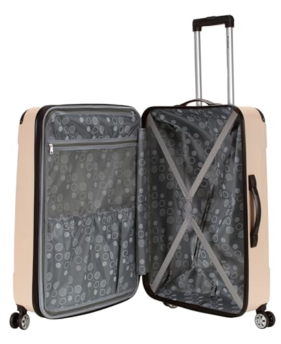 Rockland London Hardside Expandable Spinner Wheel Luggage, Checked Large 28", Champagne - color: Champagne, size: Checked 28"