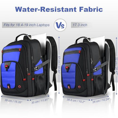 Z-MGKISS Extra Large Backpack for Men,Gaming Travel Bag Fit 18.4-19" Laptop - color: Blue, size: 18.4 Inch (22''x15''x12'')