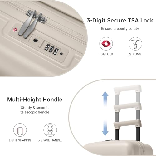 Carry On Luggage Set 3 Piece, Carry-on Suitcase With Wheels - color: BT-Oysters
