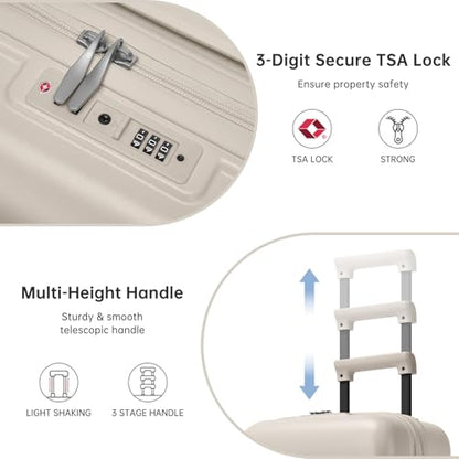 Carry On Luggage Set 3 Piece, Carry-on Suitcase With Wheels - color: DT-Oysters