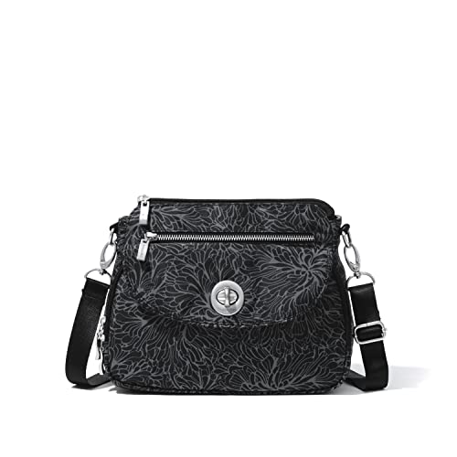 Baggallini Calais Crossbody Bags for Women 10x7 Lightweight Water-Resistant Travel Purse, RFID & Interior Organization - color: Midnight Blossom