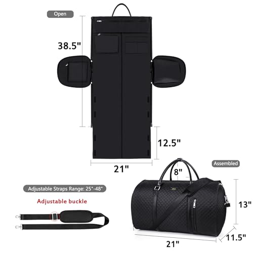 Convertible 2-in-1 Garment Bags for Travel with Waterproof Shoe Compartment - color: 4-Black