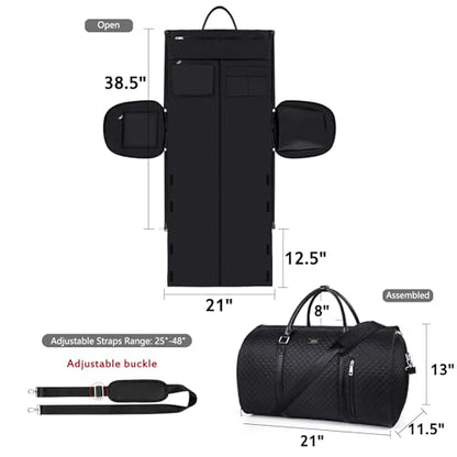 Convertible 2-in-1 Garment Bags for Travel with Waterproof Shoe Compartment - color: 4-Black