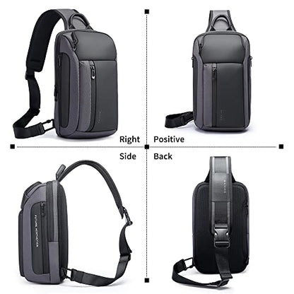 BANGE Men's Crossbody Backpack - Waterproof Shoulder Bag for Travel, Hiking & Daily Commute - color: Grey