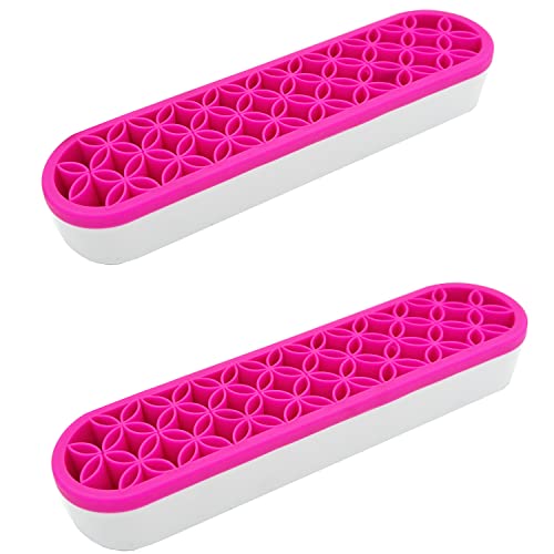 TANG SONG 실리콘 화장품 메이크업 브러시 홀더 용기 정리함 - color: 핑크, size: 2 PCS