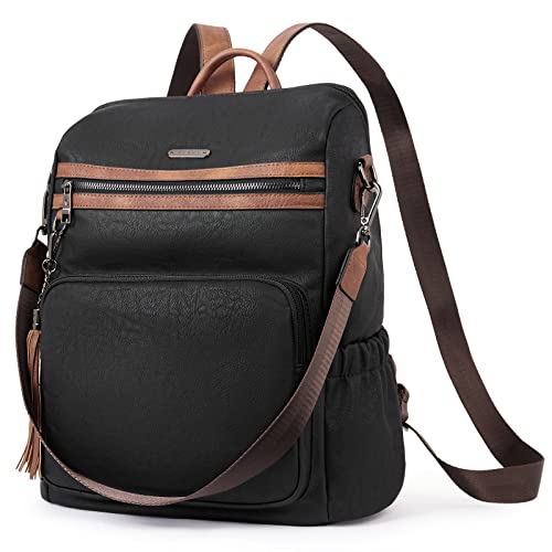 CLUCI Vegan leather Backpack for Women - color: Black With Brown