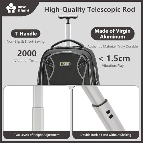 NEW TILAMI 20 Inch Rolling Backpack for School Stair-Climbing Big Wheel - color: Black