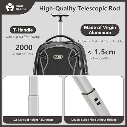 NEW TILAMI 20 Inch Rolling Backpack for School Stair-Climbing Big Wheel - color: Black