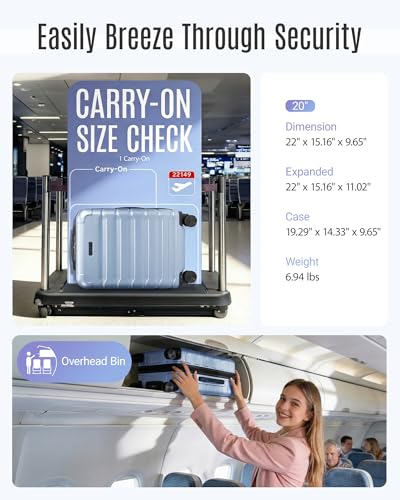 LIGHT FLIGHT Carry On Luggage 22x14x9 Airline Approved Suitcase,Light Blue - color: Light Blue
