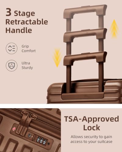 LARVENDER Expandable Carry on Luggage 20inch Suitcase with Wheels, Maple - color: Maple, size: 3 Piece Set (20/DB/TB)