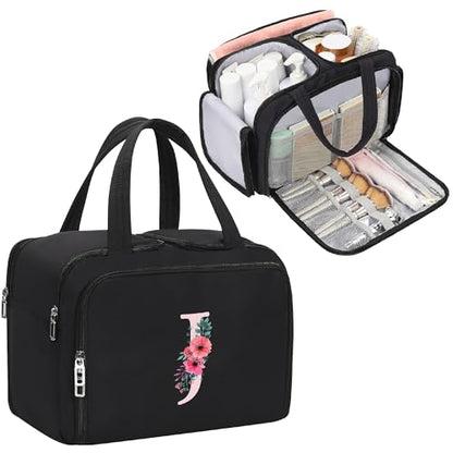 Initial Makeup Bag for Traveling, Personalized Cosmetic Bag for Women, J - style: J