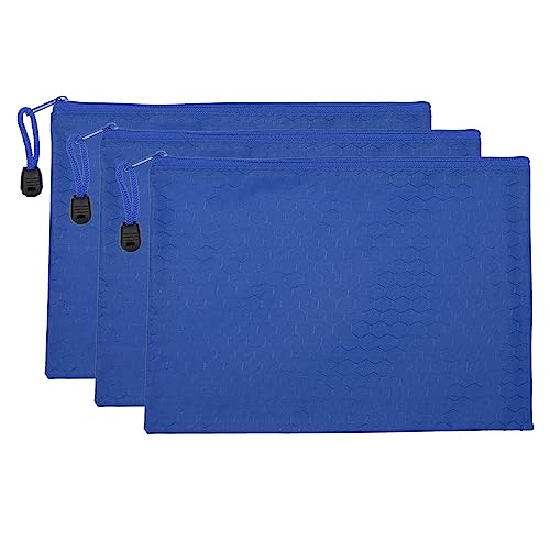 PATIKIL Waterproof Zipper File Bags, 3 Pack A5 Document Holders, Blue - color: Blue, size: A5