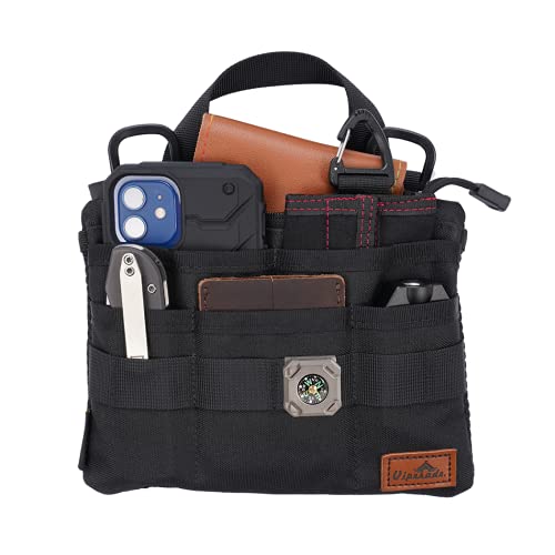 VIPERADE VE5 Slim EDC Pouch with 7 Pockets, Mens Pocket Organizer Multitool Pouch, Mini Crossbody Messenger Bag (No Strap) - color: Black
