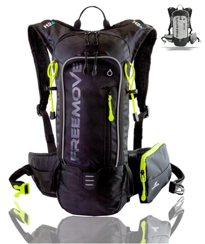Backpack Daypack 10L, Phone Pocket, Suitable as Light Hydro Pack for Hiking, Running, MTB, Biking, Water Bladder NOT Included - color: Backpack - BLACK
