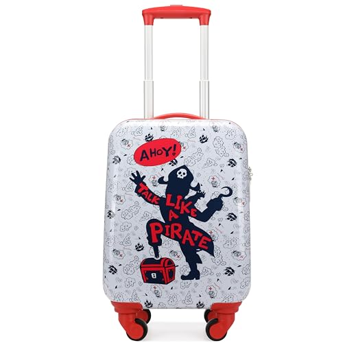 Nautica Kids Luggage - 18" Airline Approved Rolling Hardside Upright Carry-on Suitcase with Wheels (Pirate Ahoy) - color: Pirate Ahoy