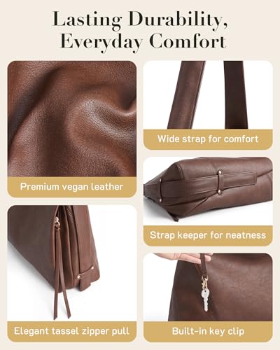 Missnine Hobo Bag for Women Designer Purse Shoulder Handbags Tote Bag - color: Beige