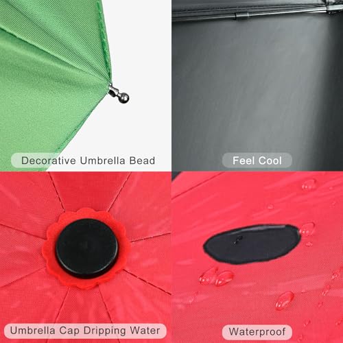 Windproof Travel Umbrella Folding Compact Automatic Umbrellas for Women Men Rain Sun - color: Watermelon