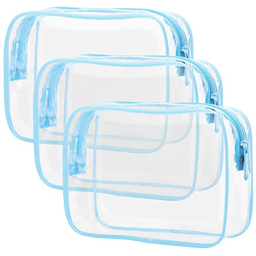 PACKISM TSA Approved Toiletry Bag - Clear Makeup Bag for Travel, Light Blue - color: New Light Blue, size: Medium Set