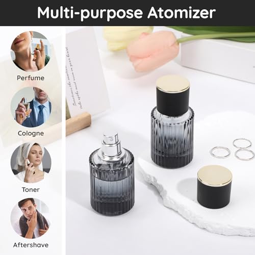 Segbeauty 1oz Perfume Spray Bottle, 30ml Empty Fine Mist Cologne Glass Bottle, Pack of 4 Large Travel Refillable Perfume Dispenser for Fragrance, Black Cologne Atomizer with Transfer Tool for Men - color: Gradient Black, style: 1oz/30ml Set