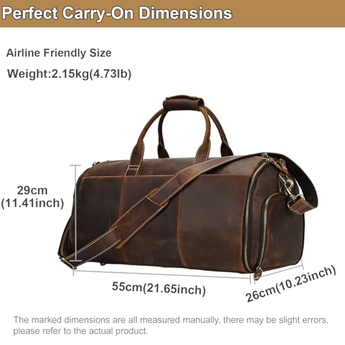 Full Grain Genuine Leather 2-in-1 Garment Dufflel Bag for Men Foldable Suit Carrier with Independent Shoe Compartment, Large Capacity Weekender Overnight Travel Bag for Business Trips, Coffee - color: Y2201FMY - Coffee