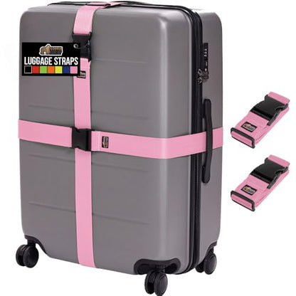 GORILLA GRIP Heavy Duty Luggage Straps for Suitcase, 2 Pack, Pink - color: Pink