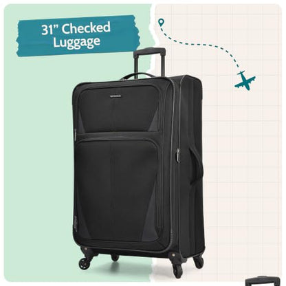 U.S. Traveler Aviron Bay Expandable Softside Luggage with Spinner Wheels, Purple, Large 31-Inch - color: Purple, size: Large 31-Inch