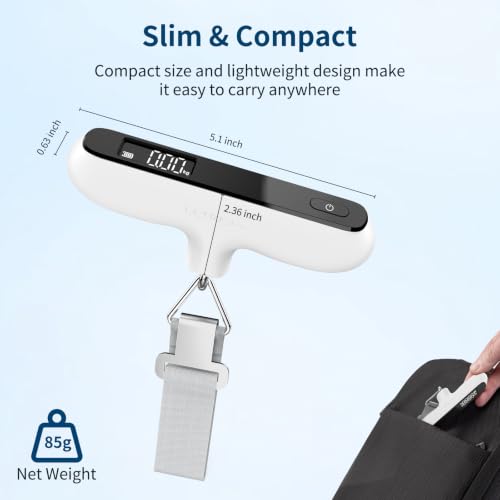 Ultrean Luggage Scale with Power Display, 110lb Digital Suitcase Weight Scale for Travel, Portable Handheld Baggage Scale with Ergonomic Curved Handle, Battery Included