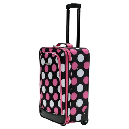 Rockland Fashion Softside 2 Piece Luggage Set, Expandable, (14" Tote/19" Upright), Multi Pink Dot - color: Multi Pink Dot, size: 2 Piece (19"/14" Tote)