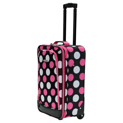 Rockland Fashion Softside 2 Piece Luggage Set, Expandable, (14" Tote/19" Upright), Multi Pink Dot - color: Multi Pink Dot, size: 2 Piece (19"/14" Tote)
