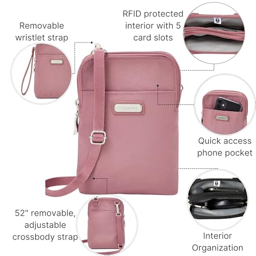 Baggallini The New Classic Collection Take Two RFID Bryant Crossbody - color: Dusty Mauve