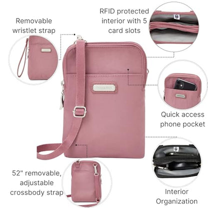 Baggallini The New Classic Collection Take Two RFID Bryant Crossbody - color: Dusty Mauve