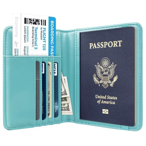 Coco Rossi Passport Holder for Travel Women Slim RFID Passport Cover Wallet - color: Blue Flower