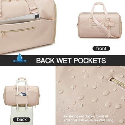 Garment Duffle Bags for Travel,Moulyan Convertible Carry on Garment Bag with Shoe Compartment,3 in 1 Waterproof Travel Suit Bag with Shoulder Strap for Men Women, Pink, Fashion,business - color: Pink