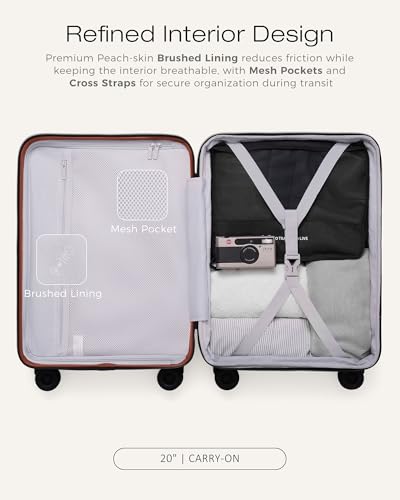 Coolife Luggage Carry-On, Lightweight PC Hardside Suitcase, 20-Inch, Black - color: Brown, size: Carry-On 20-Inch