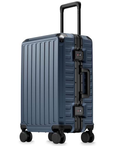 LUGGEX 20 Inch Zipperless Carry On Luggage, Midnight Blue - color: Midnight Blue, size: 20 Inch