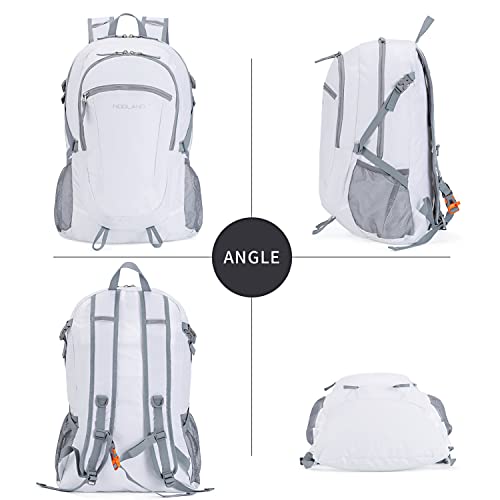 NODLAND Light Weight Packable Backpack for Travel Hiking 45L Foldable Water-Resistant Daypack Hydration Rucksack - color: White, size: Medium 45L