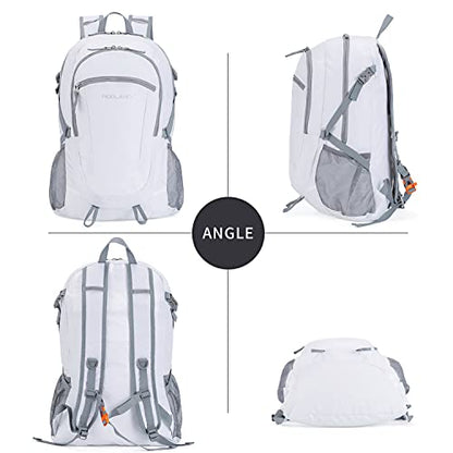 NODLAND Light Weight Packable Backpack for Travel Hiking 45L Foldable Water-Resistant Daypack Hydration Rucksack - color: White, size: Medium 45L