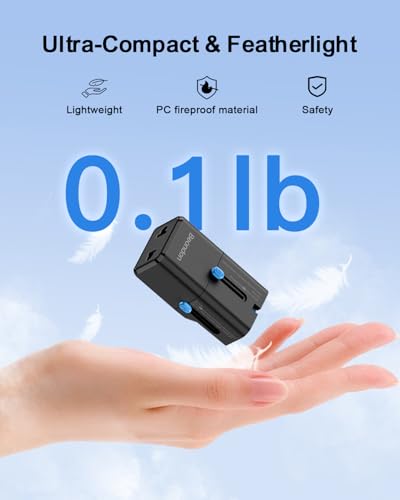 BEONDON Universal Travel Adapter 25W USB-C PD Charger Worldwide Plug Black - color: Black-eu