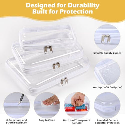 CELSOL Clear Hard Shell Zipper Case – Waterproof Makeup Organizer & Travel Toiletry Bag, Multi-Purpose Clear PVC Pouch for Cosmetics, Stationery, Diaper Bags, and Travel Essentials (M) - size: M