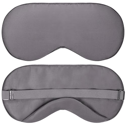 Sleep Mask - Dark Gray, 100% Viscose Derived from Bamboo - Lightweight Eye Mask with Adjustable Strap - Blackout Sleeping Blindfold for Women & Men - Comfortable Light Blocking Eye Cover - color: 100% Bamboo Viscose, Dark Gray