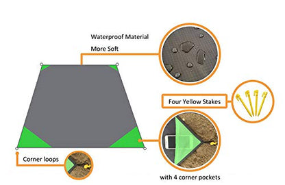 Pocket Picnic Blanket, Compact Lightweight Waterproof Beach Blanket - color: Willow Green