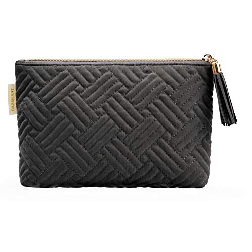 BAGSMART Small Makeup Bag, Elegant Cosmetic Pouch with Tassel, Soft Water-Resistant Travel Organizer for Women, Cosmetics & Everyday Essentials, Black - color: Ⅴ-Black-1pcs