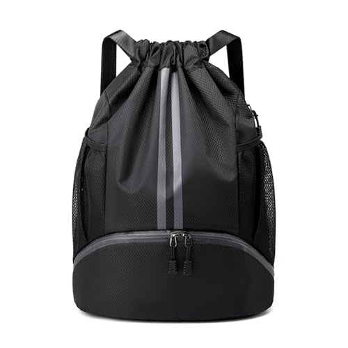 JELUTAR Drawstring Backpack Gym Bag with Shoes Compartment, Black - color: Black, size: Large
